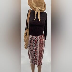 Boohoo Midi Skirts for Women Animal Print Fashion Skirt Pencil Skirt Sz 4